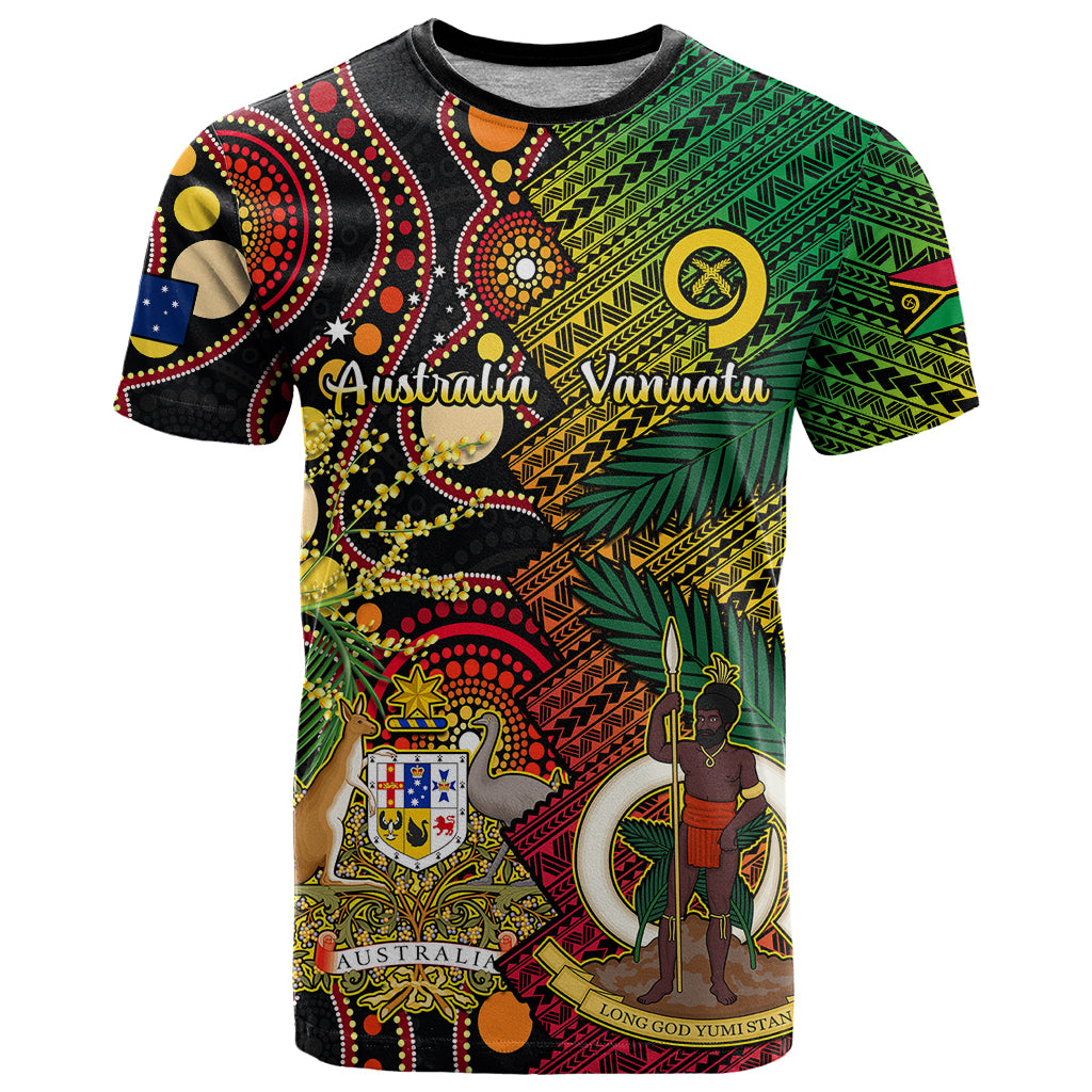 Vanuatu and Australia T-Shirt Vanuatuan Polynesian Mix Aussie Aboriginal Art Graphic Tee