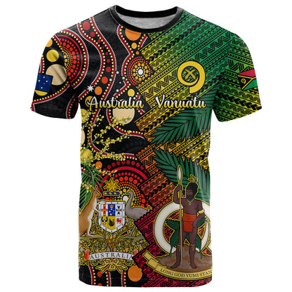Vanuatu and Australia T-Shirt Vanuatuan Polynesian Mix Aussie Aboriginal Art Graphic Tee