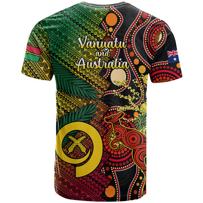 Vanuatu and Australia T-Shirt Vanuatuan Polynesian Mix Aussie Aboriginal Art Graphic Tee