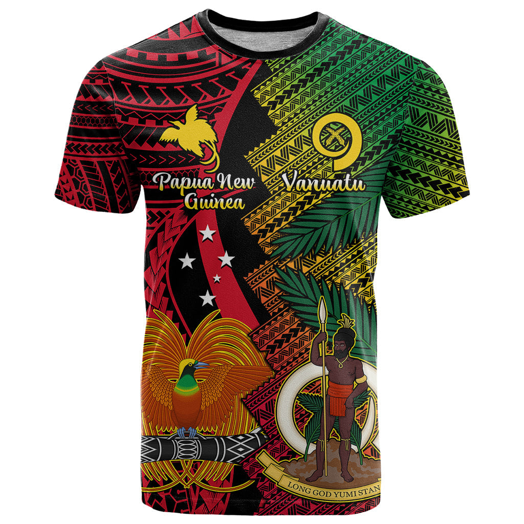 Vanuatu and Papua New Guinea T-Shirt Vanuatuan With PNG Polynesian Pattern Graphic Tee