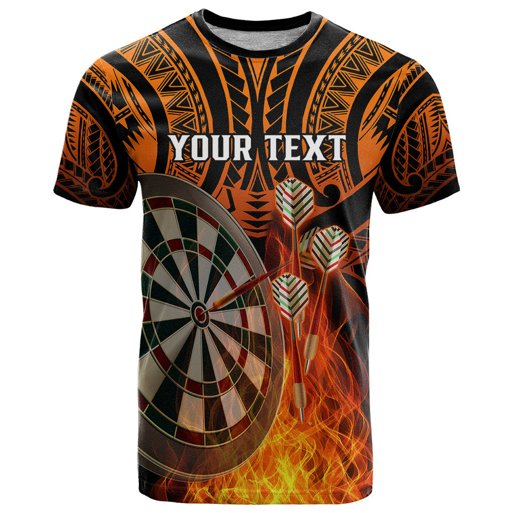Personalised Polynesian Darts T-Shirt Fire Burning With Tribal Tattoo Graphic Tee