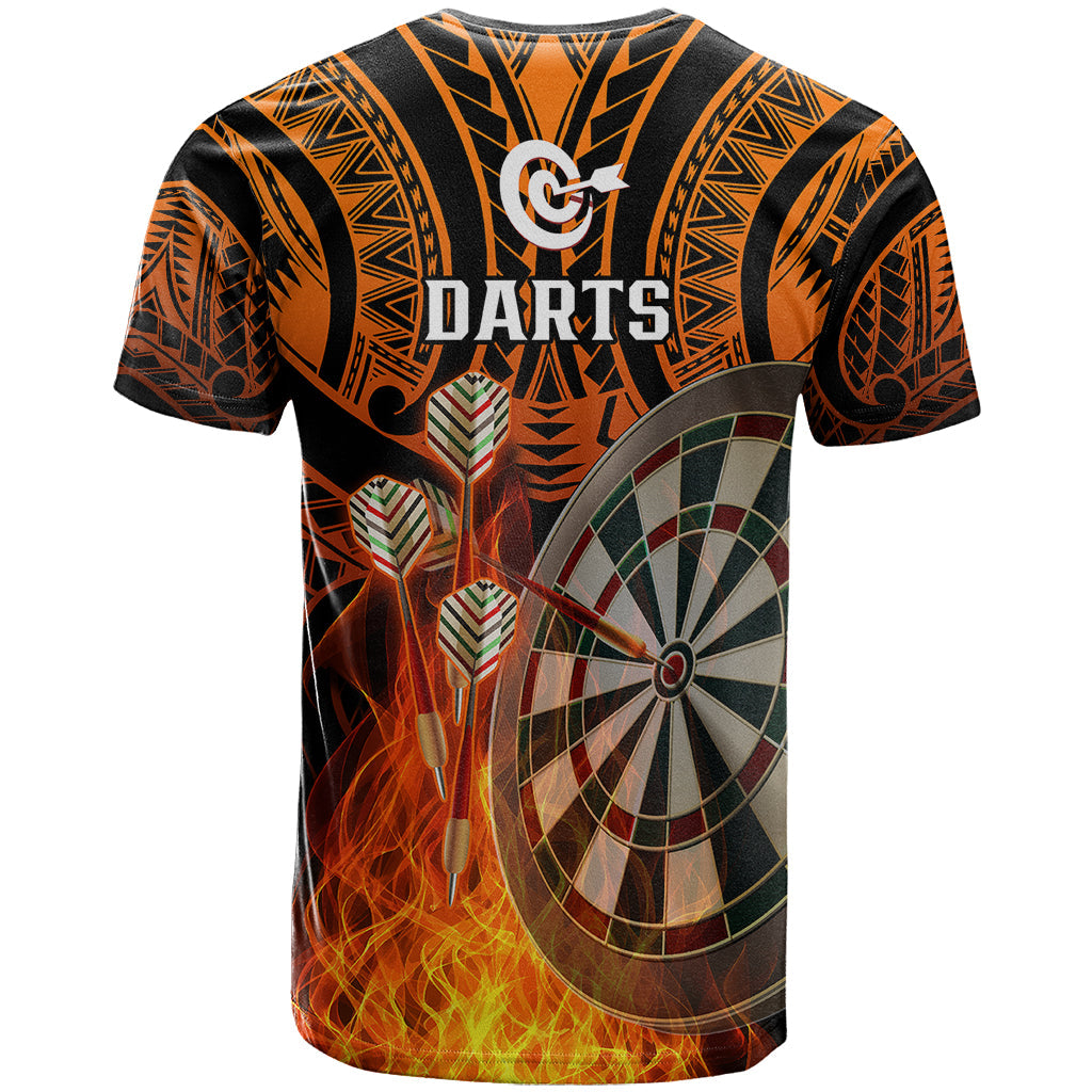 Personalised Polynesian Darts T-Shirt Fire Burning With Tribal Tattoo Graphic Tee