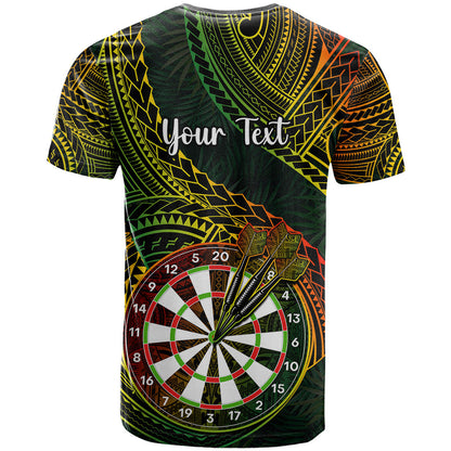 Personalised Polynesian Darts T-Shirt Dart Lovers Tribal Pattern Mix Tropical Leaves Graphic Tee