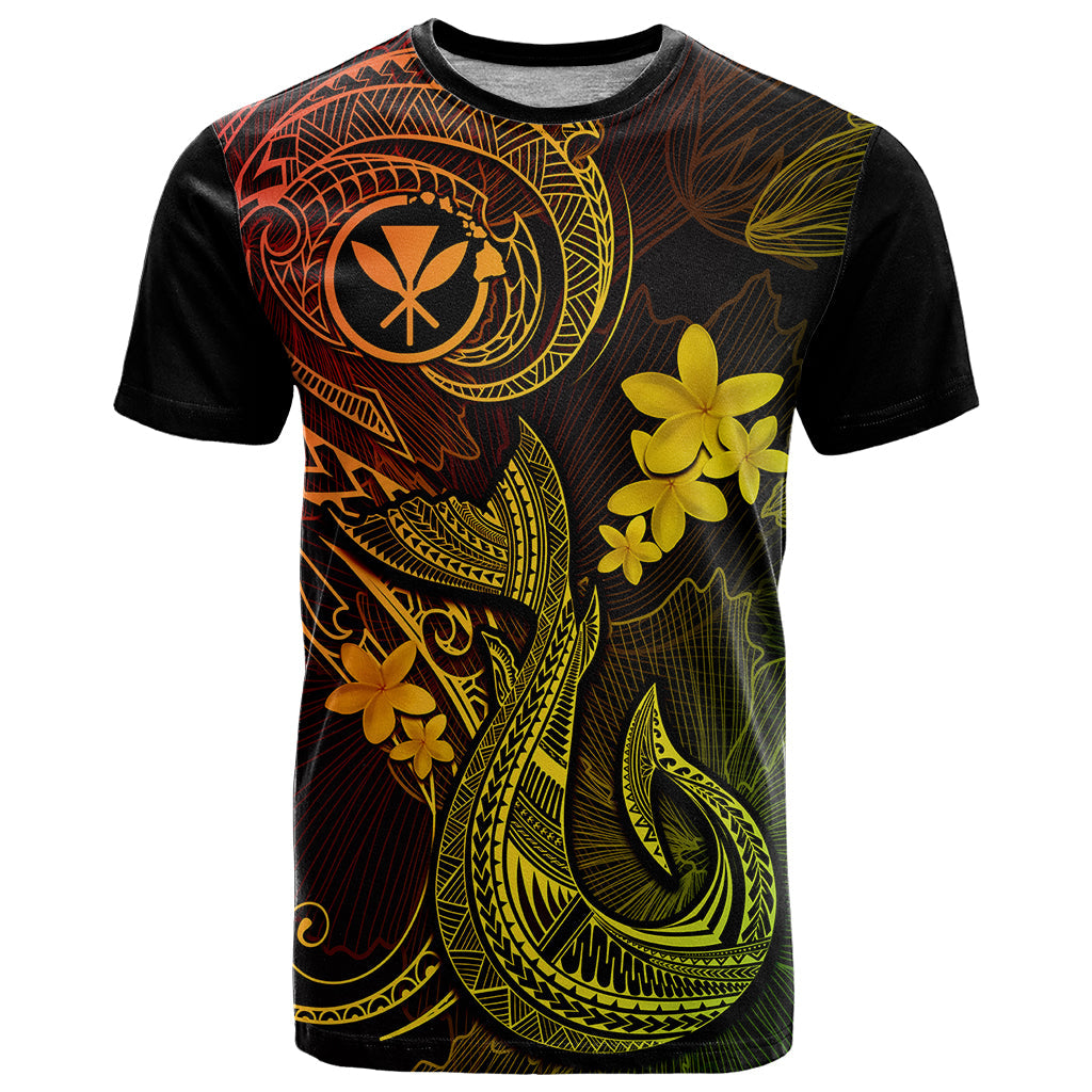 Hawaii T-Shirt Fish Hook Tattoo Mix Polynesian Plumeria Reggae Version Graphic Tee