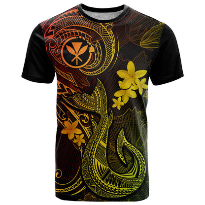 Hawaii T-Shirt Fish Hook Tattoo Mix Polynesian Plumeria Reggae Version Graphic Tee