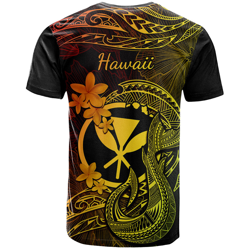 Hawaii T-Shirt Fish Hook Tattoo Mix Polynesian Plumeria Reggae Version Graphic Tee