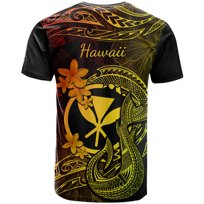 Hawaii T-Shirt Fish Hook Tattoo Mix Polynesian Plumeria Reggae Version Graphic Tee