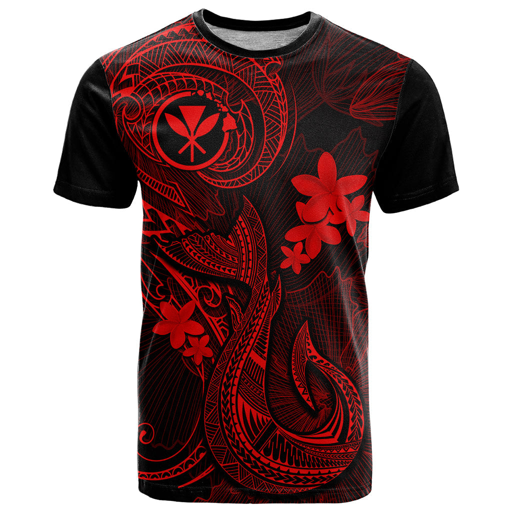 Hawaii T-Shirt Fish Hook Tattoo Mix Polynesian Plumeria Red Version Graphic Tee