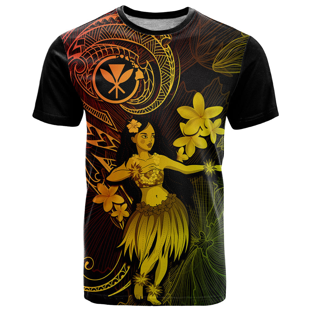 Hawaii T-Shirt Hula Girl Mix Polynesian Plumeria Reggae Version Graphic Tee