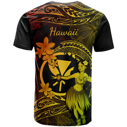 Hawaii T-Shirt Hula Girl Mix Polynesian Plumeria Reggae Version Graphic Tee