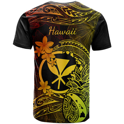 Hawaii T-Shirt Pineapple Mix Polynesian Plumeria Reggae Version Graphic Tee