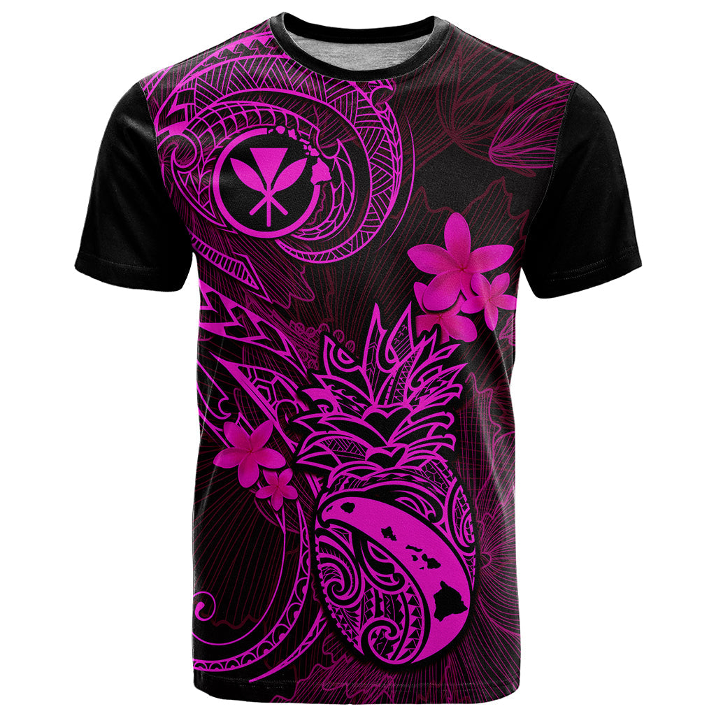 Hawaii T-Shirt Pineapple Mix Polynesian Plumeria Pink Version Graphic Tee