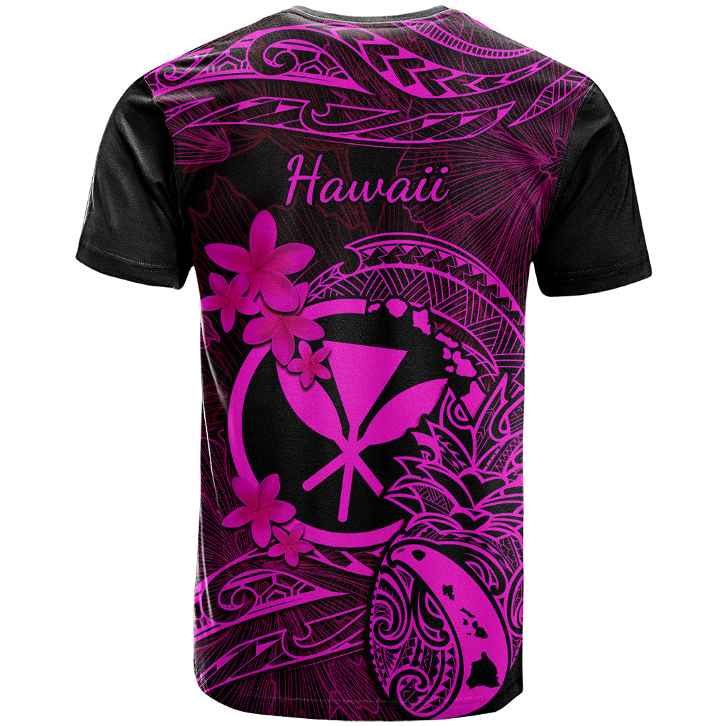 Hawaii T-Shirt Pineapple Mix Polynesian Plumeria Pink Version Graphic Tee