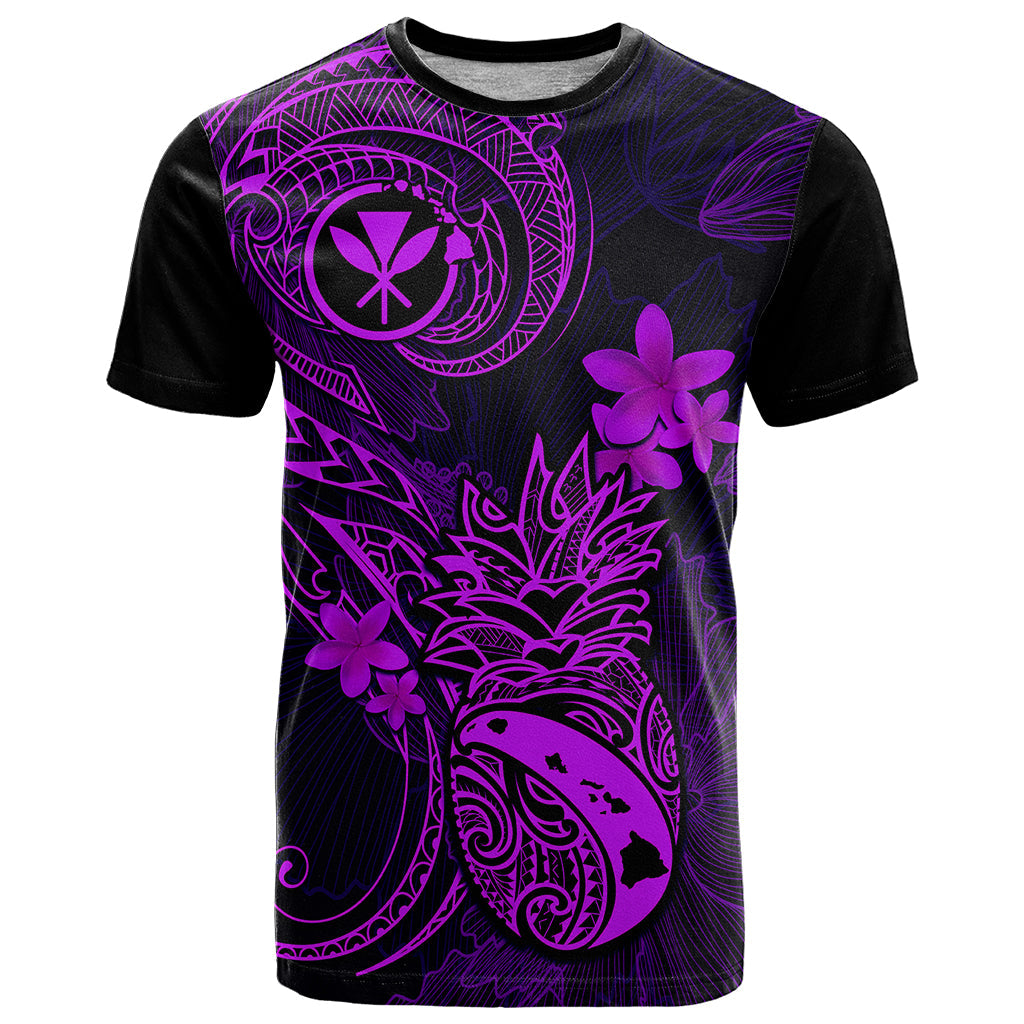 Hawaii T-Shirt Pineapple Mix Polynesian Plumeria Purple Version Graphic Tee