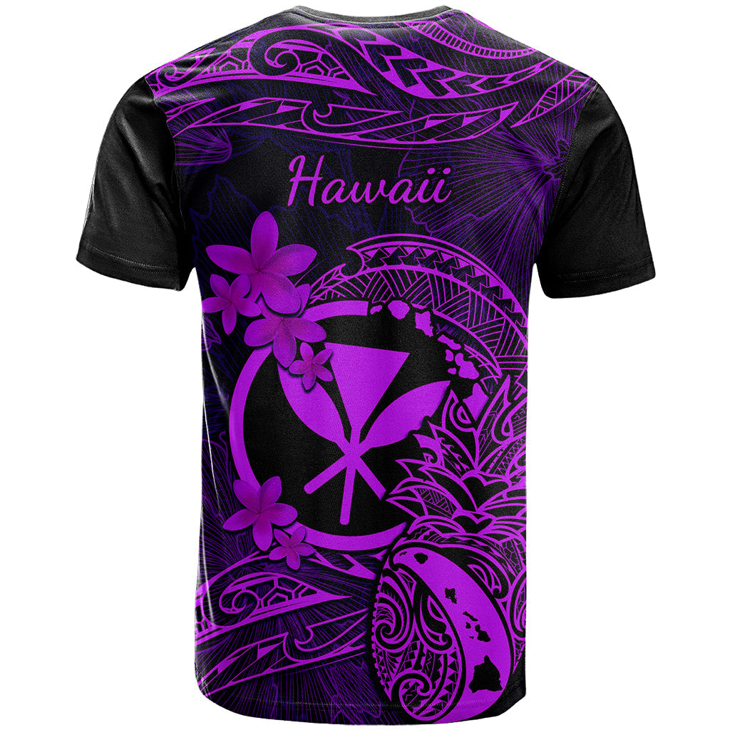 Hawaii T-Shirt Pineapple Mix Polynesian Plumeria Purple Version Graphic Tee