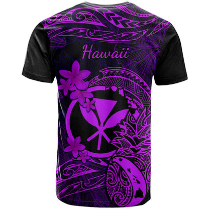 Hawaii T-Shirt Pineapple Mix Polynesian Plumeria Purple Version Graphic Tee