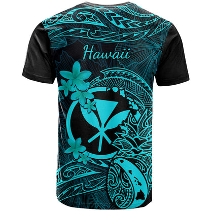 Hawaii T-Shirt Pineapple Mix Polynesian Plumeria Turquoise Version Graphic Tee