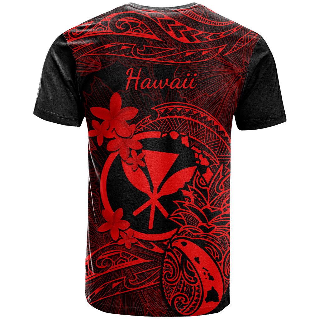 Hawaii T-Shirt Pineapple Mix Polynesian Plumeria Red Version Graphic Tee