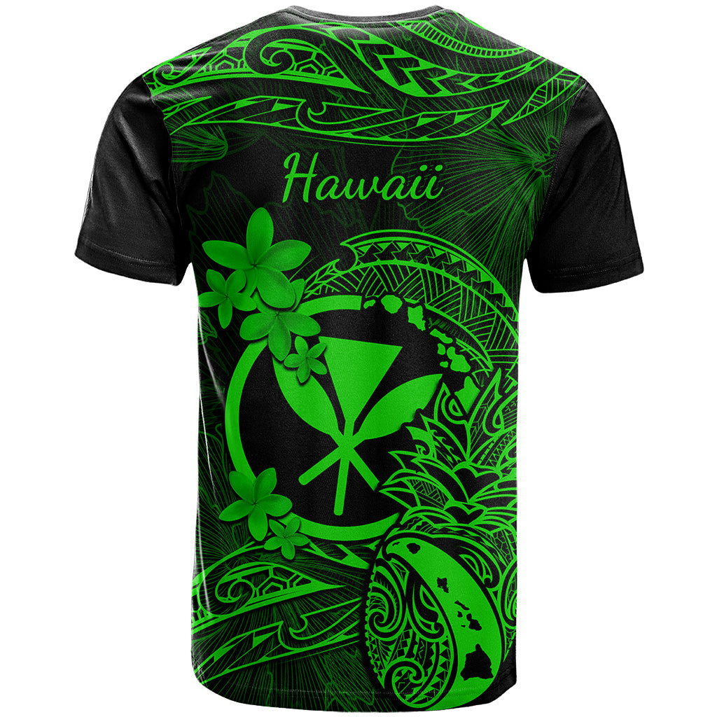 Hawaii T-Shirt Pineapple Mix Polynesian Plumeria Green Version Graphic Tee
