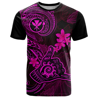 Hawaii T-Shirt Shaka Tattoo Mix Polynesian Plumeria Pink Version Graphic Tee