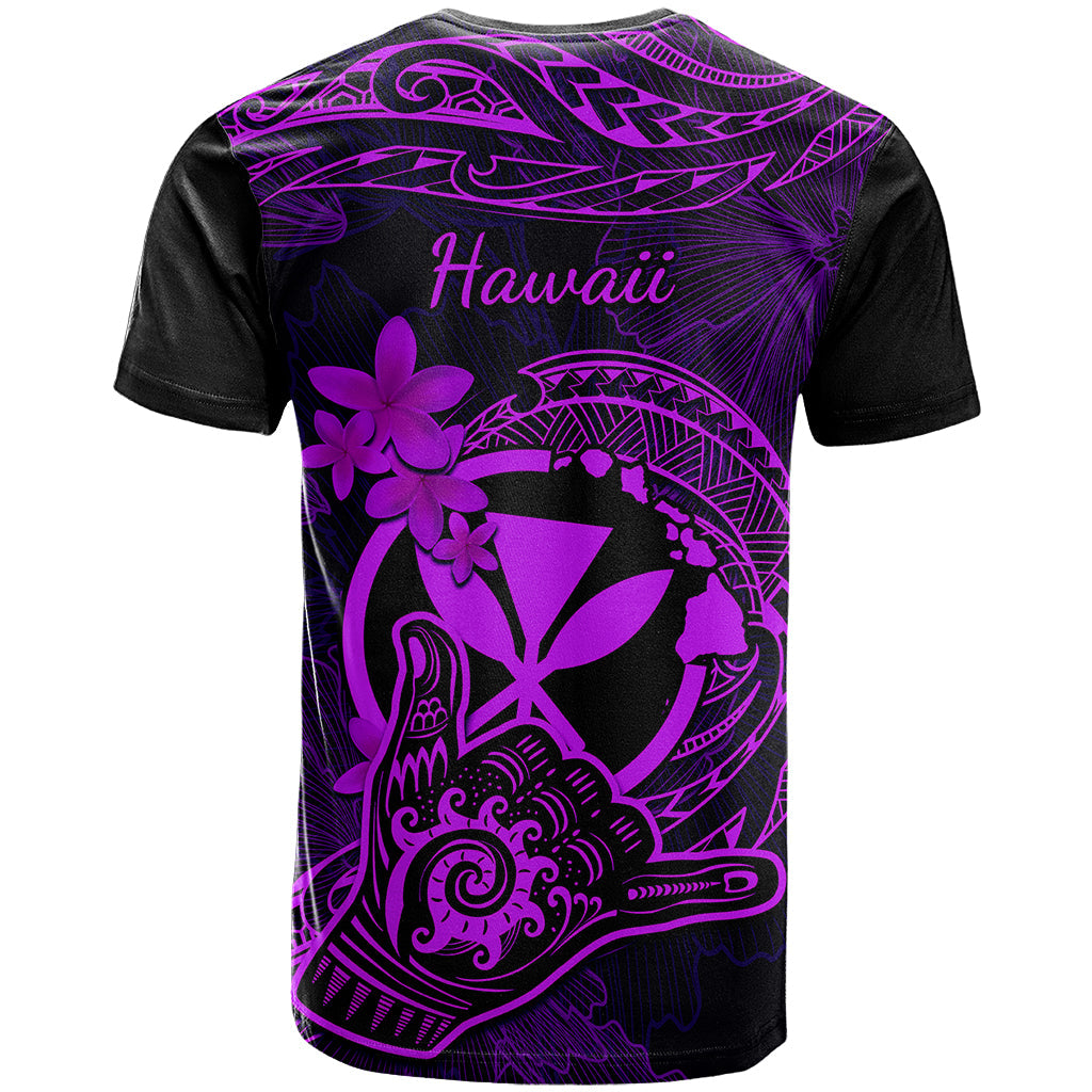 Hawaii T-Shirt Shaka Tattoo Mix Polynesian Plumeria Purple Version Graphic Tee
