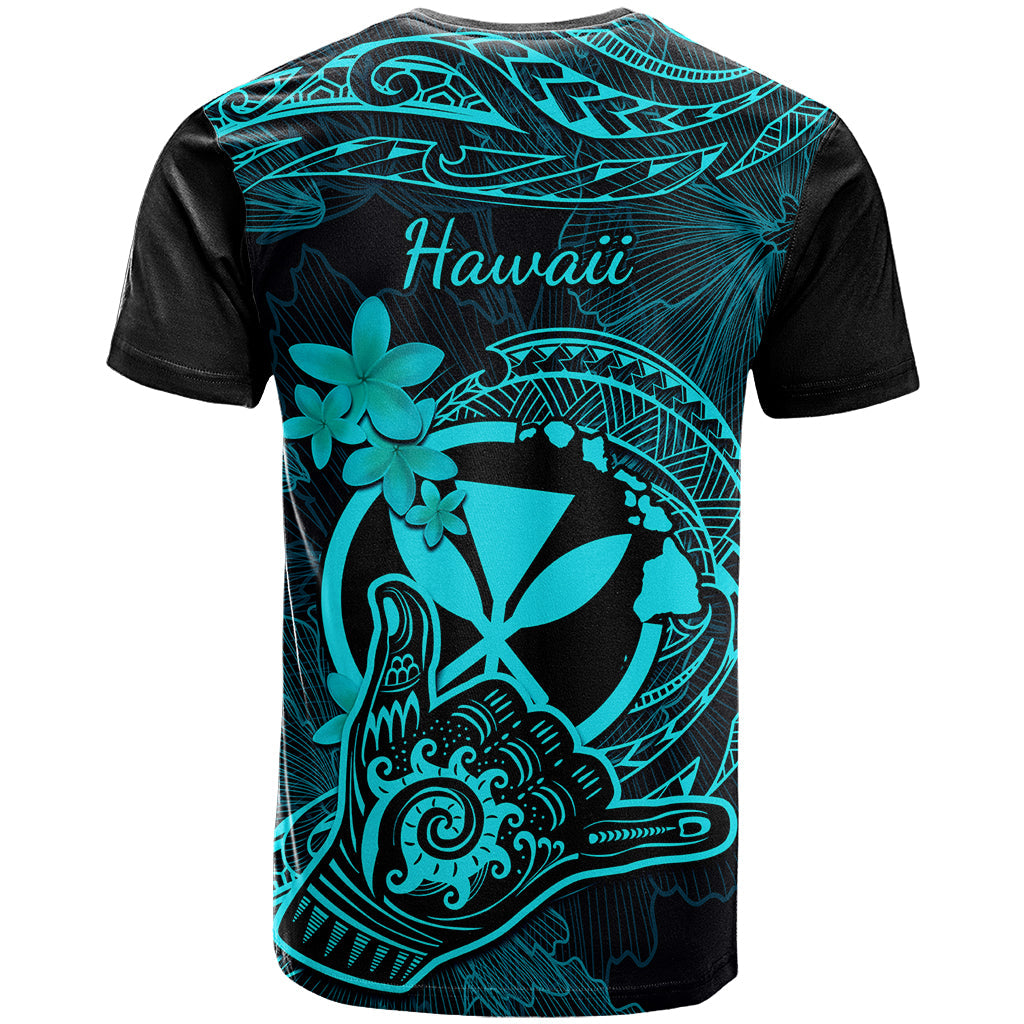 Hawaii T-Shirt Shaka Tattoo Mix Polynesian Plumeria Turquoise Version Graphic Tee