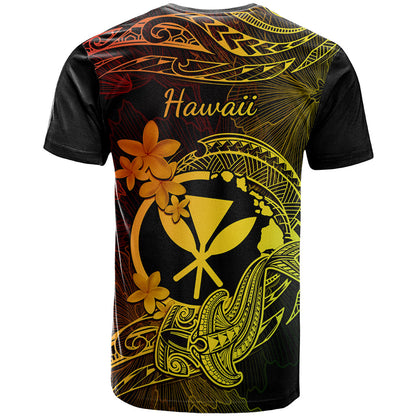 Hawaii T-Shirt Hammerhead Shark Tattoo Mix Polynesian Plumeria Reggae Version Graphic Tee