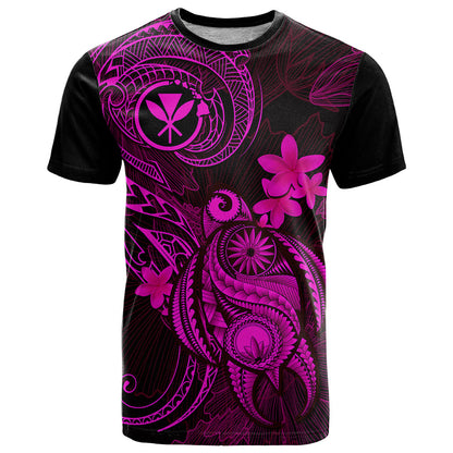 Hawaii T-Shirt Turtle Mix Polynesian Plumeria Pink Version Graphic Tee