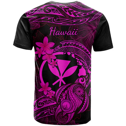 Hawaii T-Shirt Turtle Mix Polynesian Plumeria Pink Version Graphic Tee