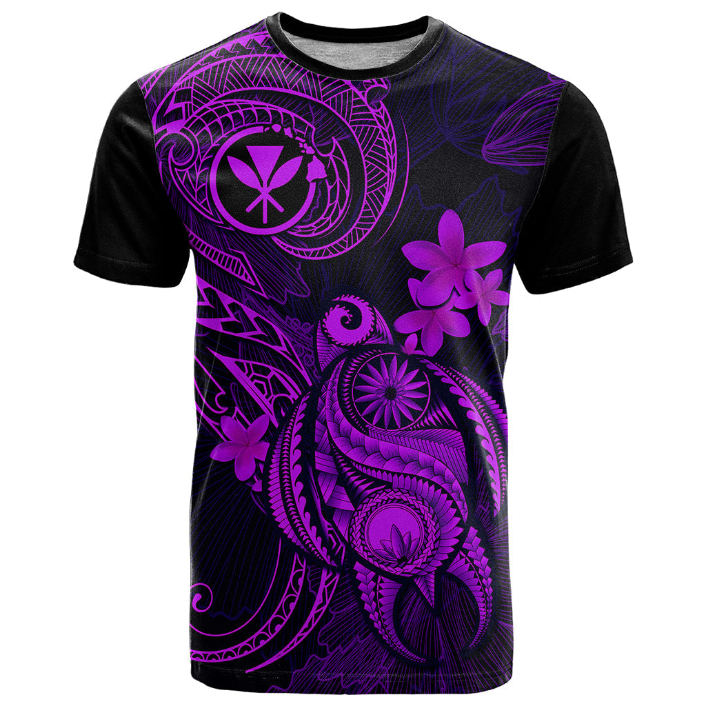 Hawaii T-Shirt Turtle Mix Polynesian Plumeria Purple Version Graphic Tee