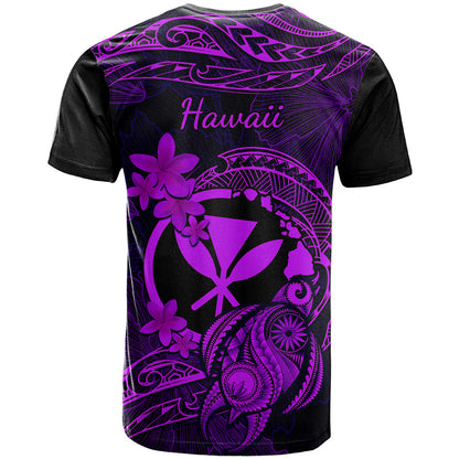 Hawaii T-Shirt Turtle Mix Polynesian Plumeria Purple Version Graphic Tee