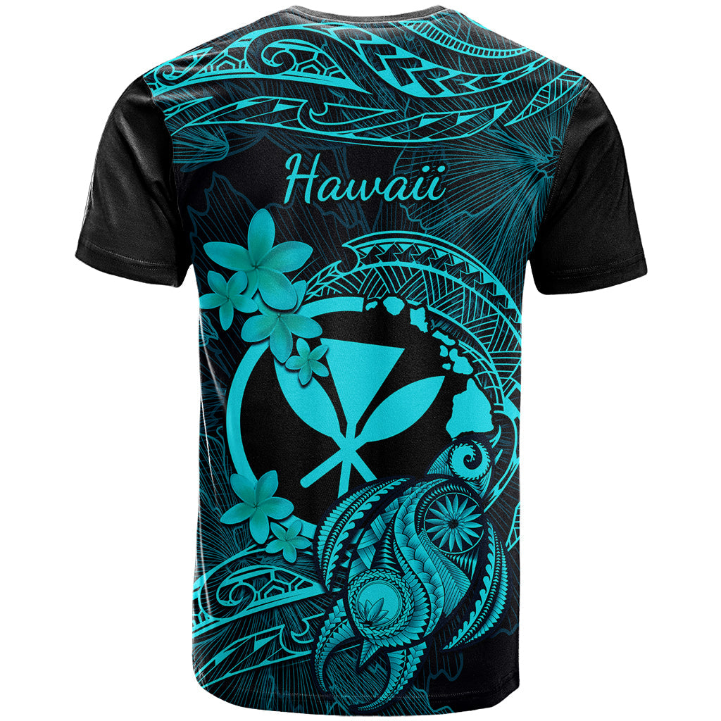 Hawaii T-Shirt Turtle Mix Polynesian Plumeria Turquoise Version Graphic Tee
