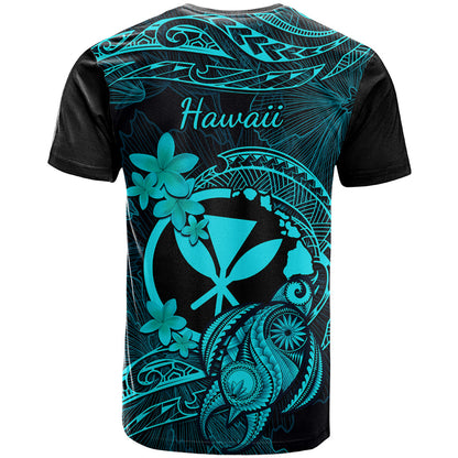 Hawaii T-Shirt Turtle Mix Polynesian Plumeria Turquoise Version Graphic Tee