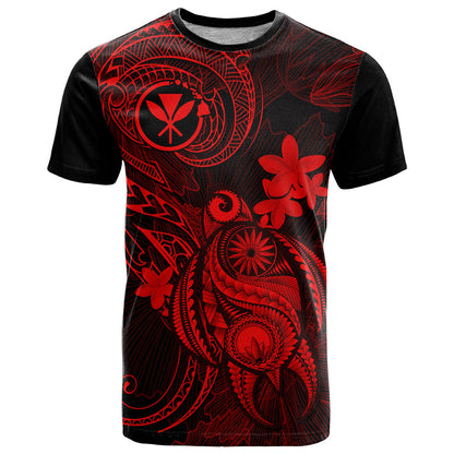Hawaii T-Shirt Turtle Mix Polynesian Plumeria Red Version Graphic Tee