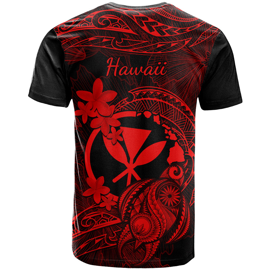 Hawaii T-Shirt Turtle Mix Polynesian Plumeria Red Version Graphic Tee