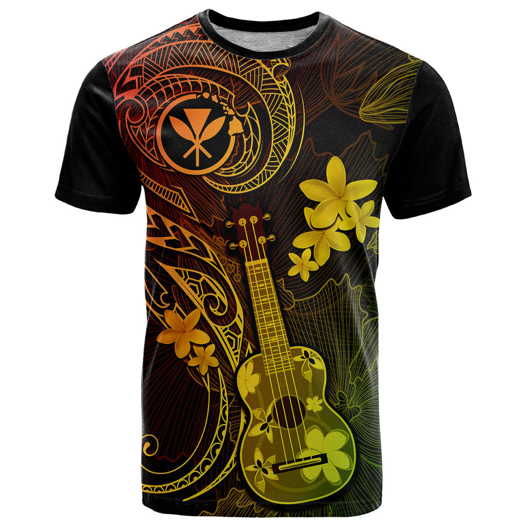 Hawaii T-Shirt Ukulele Mix Polynesian Plumeria Reggae Version Graphic Tee