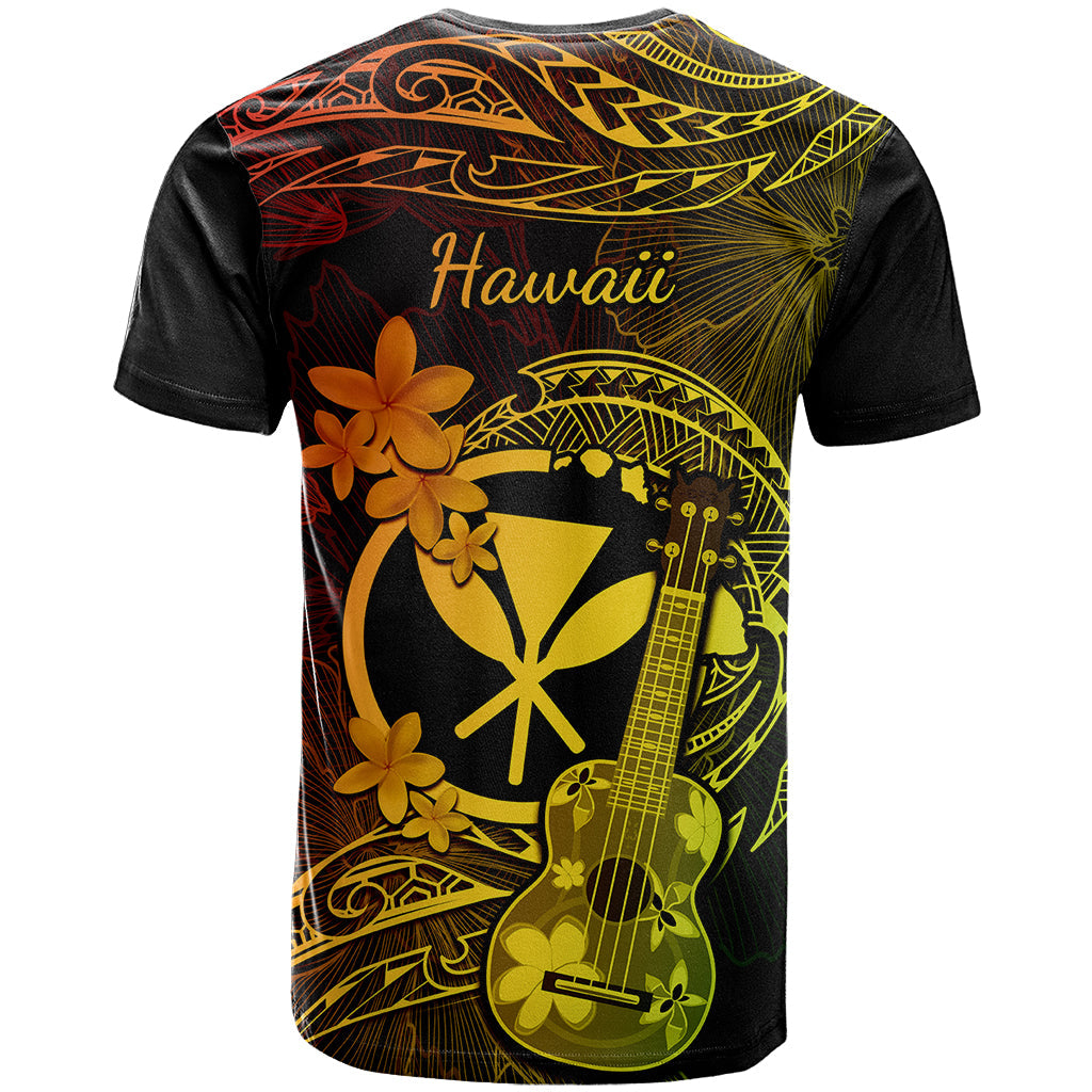 Hawaii T-Shirt Ukulele Mix Polynesian Plumeria Reggae Version Graphic Tee