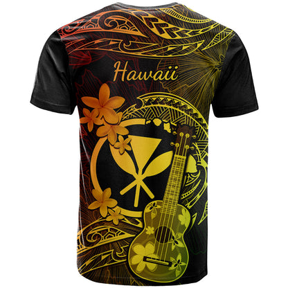 Hawaii T-Shirt Ukulele Mix Polynesian Plumeria Reggae Version Graphic Tee