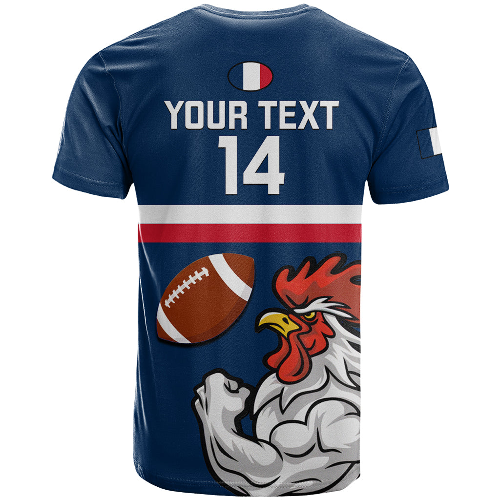 Custom France Rugby T-Shirt World Cup Allez Les Bleus Mascot Graphic Tee