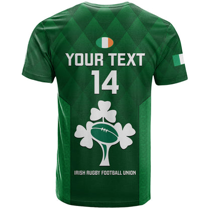 Custom Ireland Rugby T-Shirt Go Shamrock World Cup Irish Celtic Pattern Graphic Tee