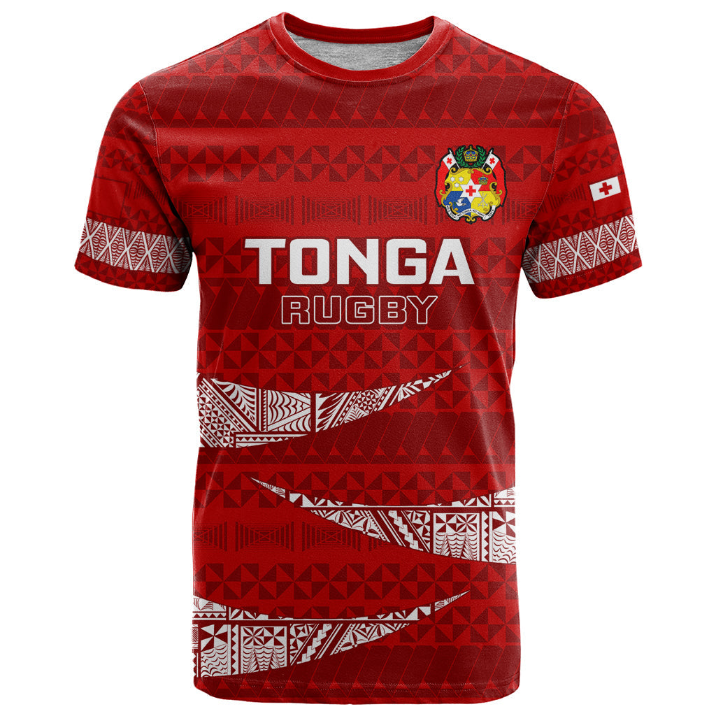 Tonga Rugby T-Shirt Ikale Tahi Tongan Ngatu Pattern Graphic Tee