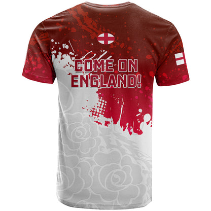 England Rugby T-Shirt Go Champions World Cup Red Rose Graphic Tee