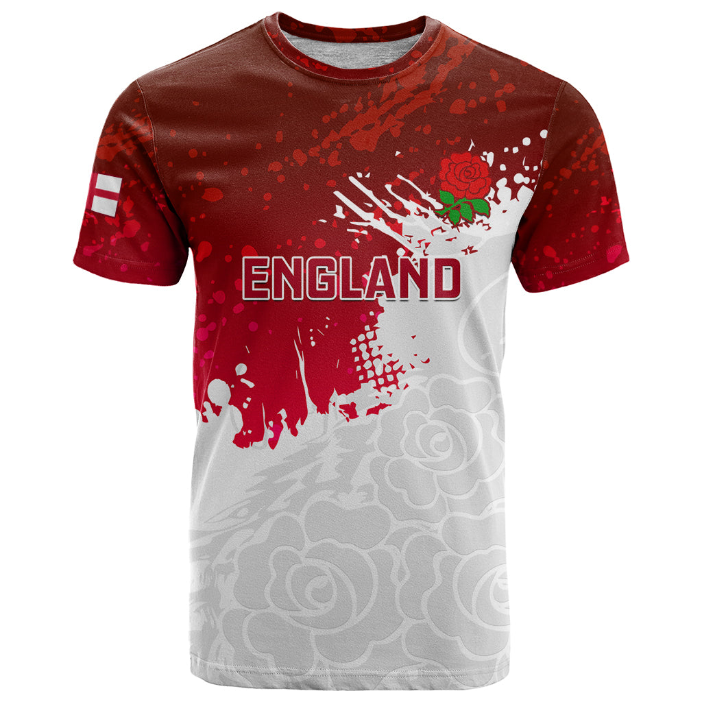 Custom England Rugby T-Shirt Go Champions World Cup Red Rose Graphic Tee