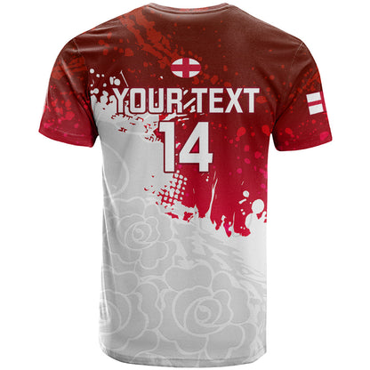 Custom England Rugby T-Shirt Go Champions World Cup Red Rose Graphic Tee