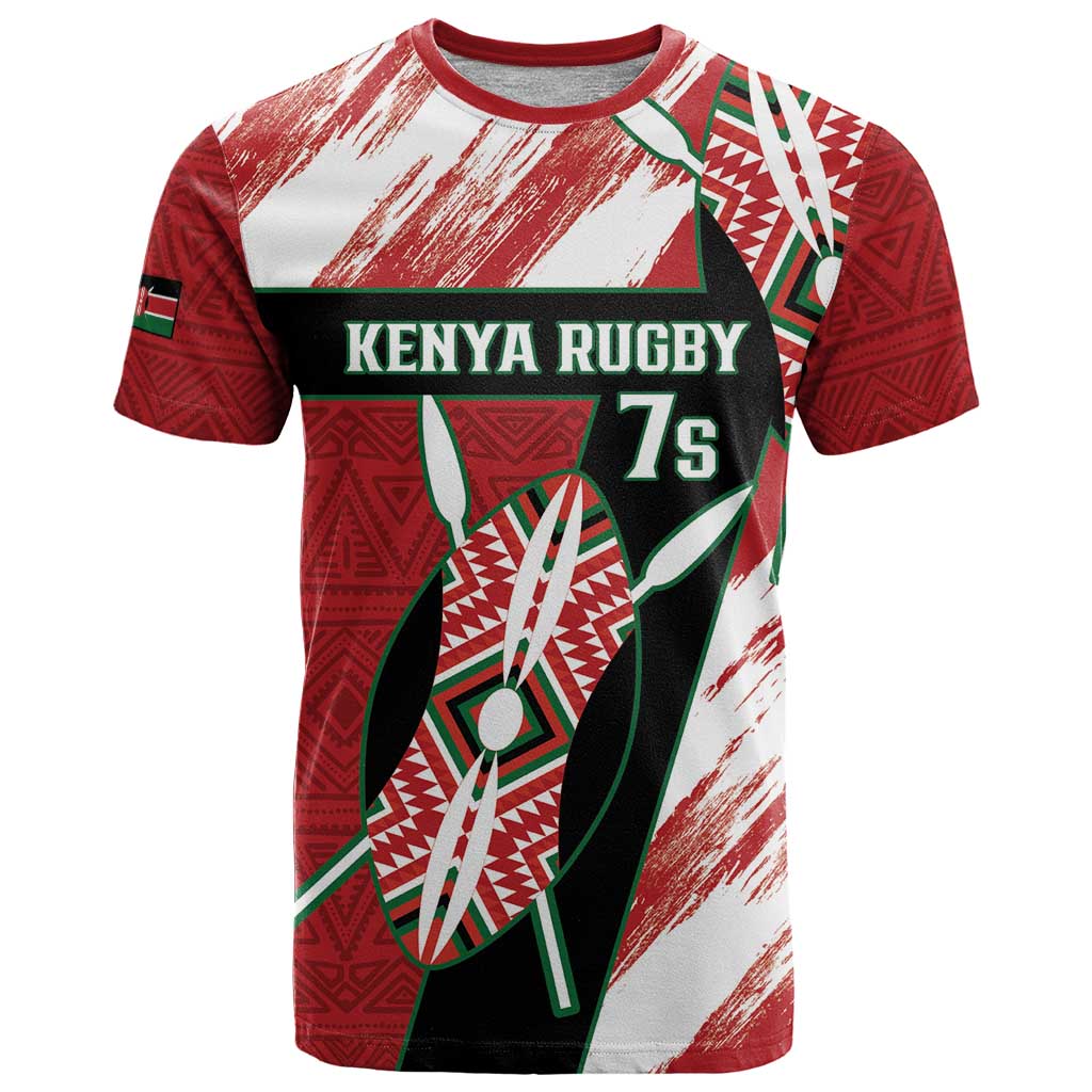 Custom Kenya Rugby Sevens T-Shirt Go Champions African Pattern Graphic Tee