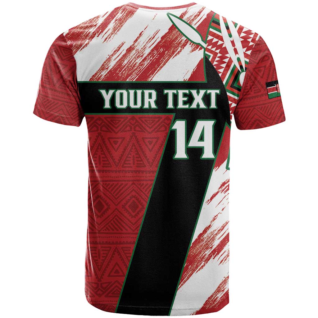 Custom Kenya Rugby Sevens T-Shirt Go Champions African Pattern Graphic Tee