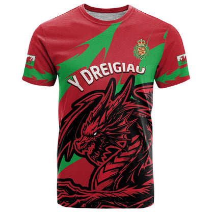 Custom Wales Football T-Shirt 2025 Welsh Y Dreigiau Graphic Tee