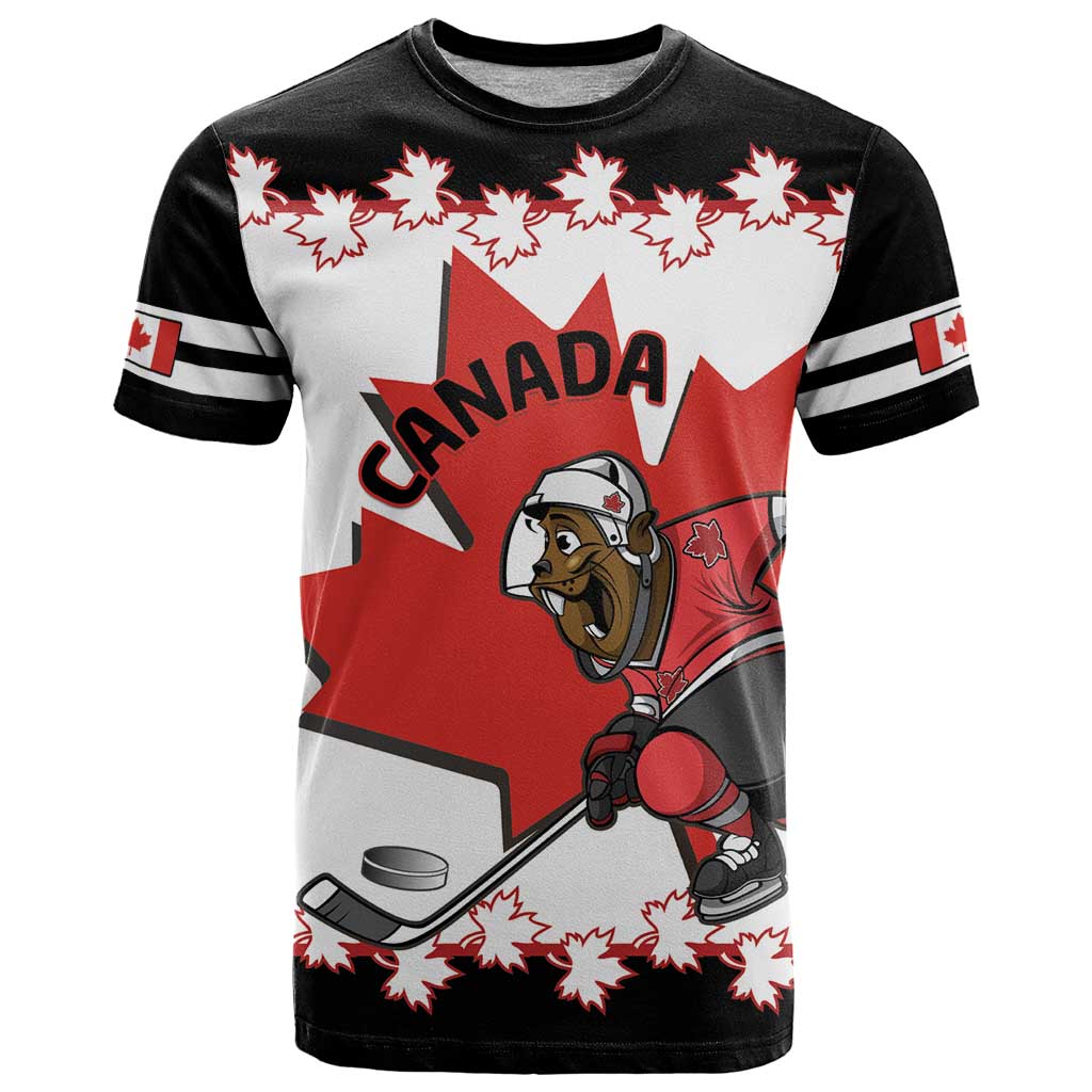 Custom Canada Ice Hockey T-Shirt 2025 Go Champions Funny Beaver Mascot Graphic Tee