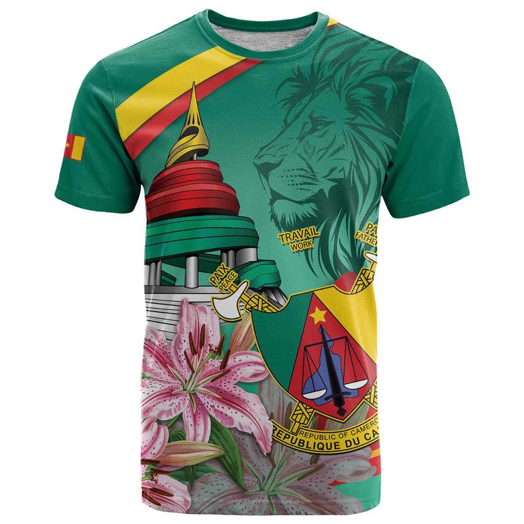 Cameroon National Day T-Shirt Cameroun Reunification Monument Lily Flowers Graphic Tee