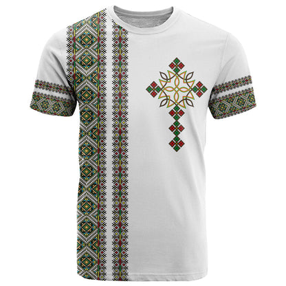 Ethiopia T-Shirt Ethiopian Tilet With African Pattern Ver.02 Graphic Tee